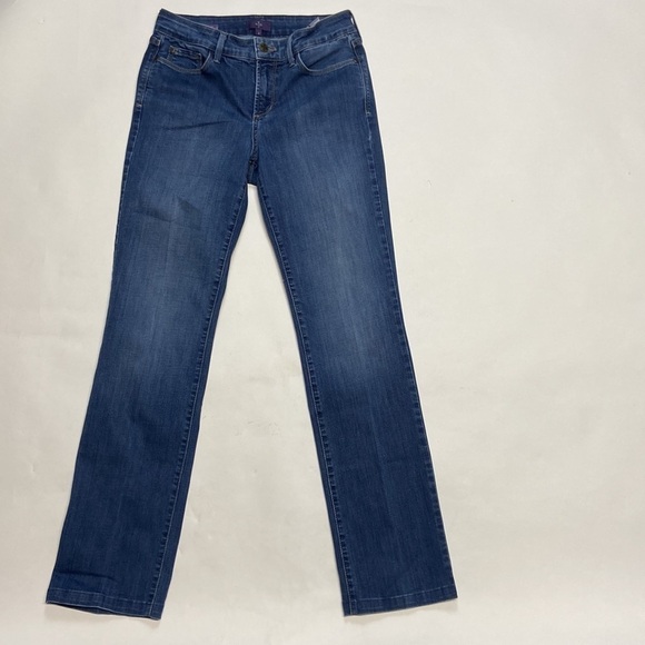 NYDJ Marilyn Straight High Rise Straight Leg Dark Wash Lift Tuck Denim Jeans - Picture 10 of 16